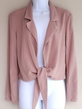 Naked Wardrobe Soft Blush Tie-Front Women's Jacket